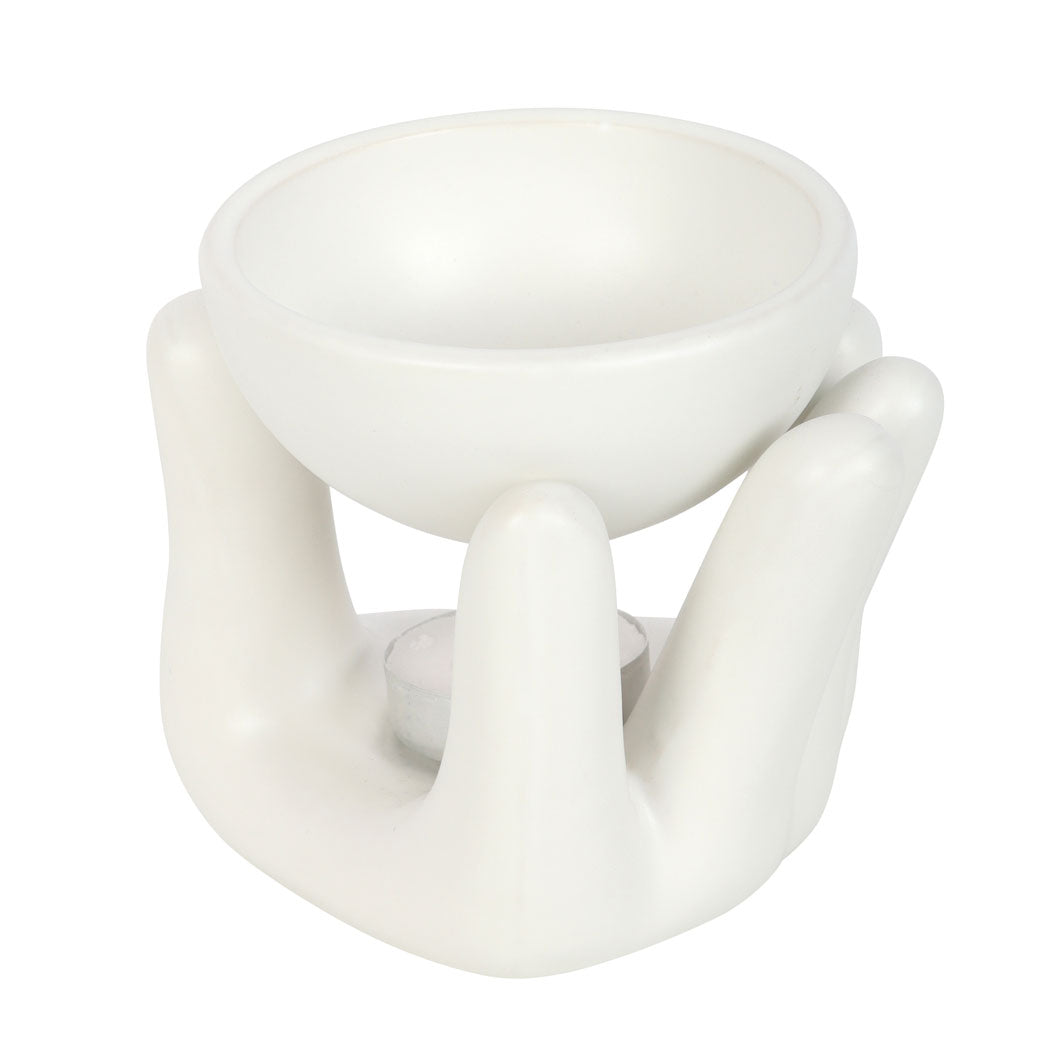 White Ceramic Hand Wax and Oil Burner