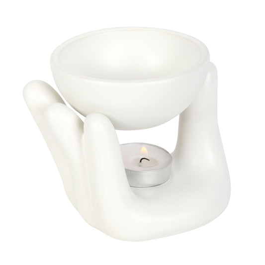 White Ceramic Hand Wax and Oil Burner