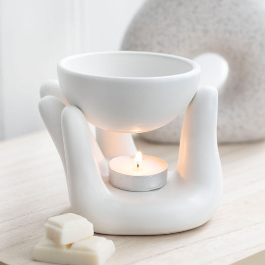 White Ceramic Hand Wax and Oil Burner