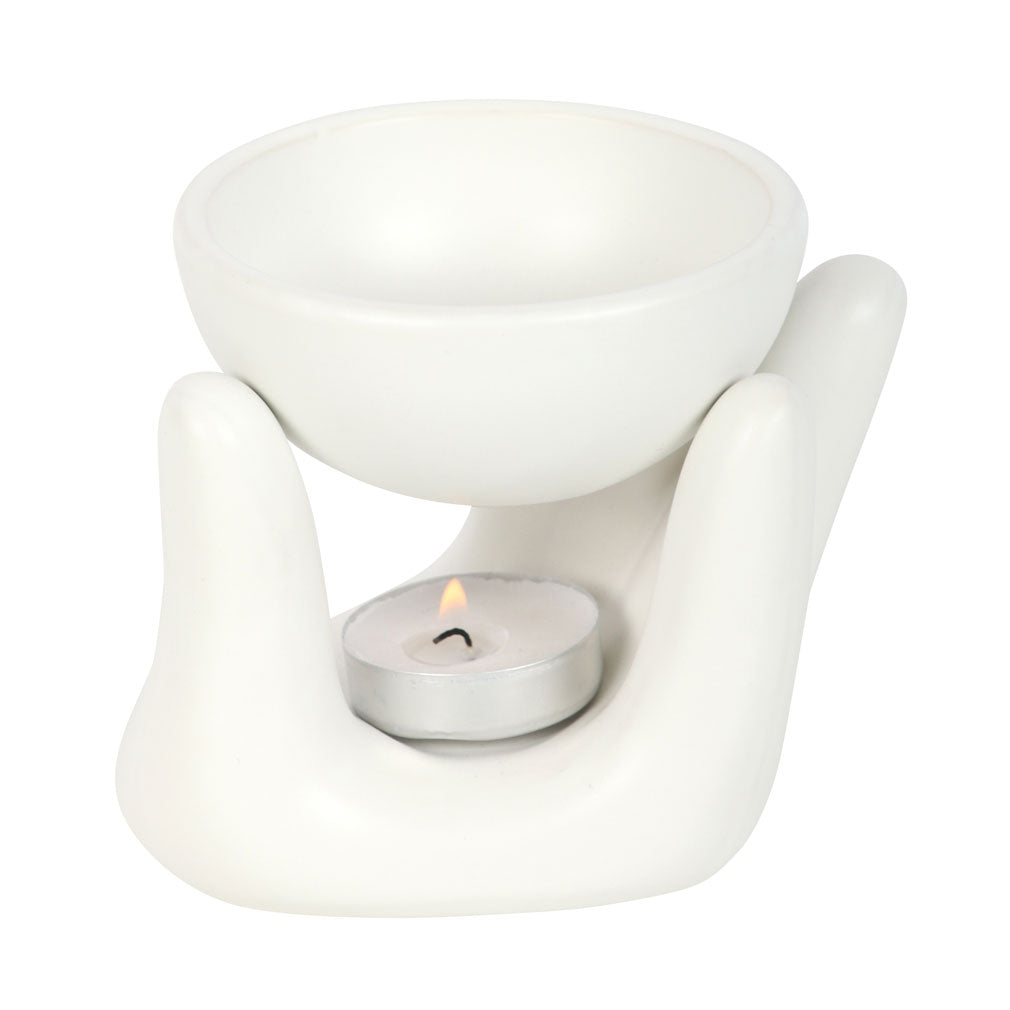 White Ceramic Hand Wax and Oil Burner