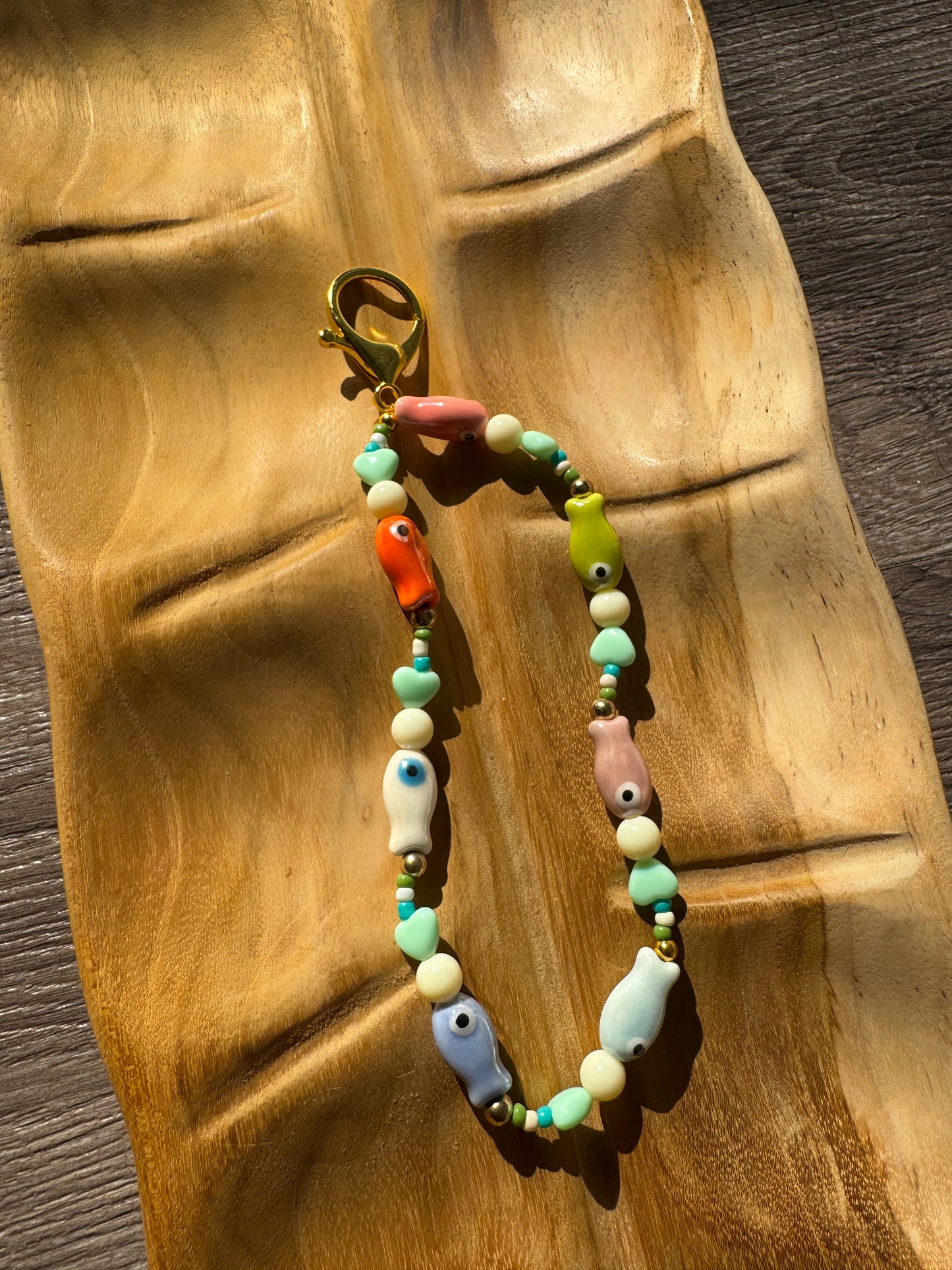 Rainbow Fish Beaded Bag Charm